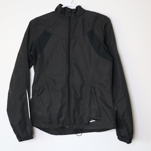 Brooks Black Size Small Full Zip Windbreaker Jacket Shelter Technology Active - Picture 1 of 12